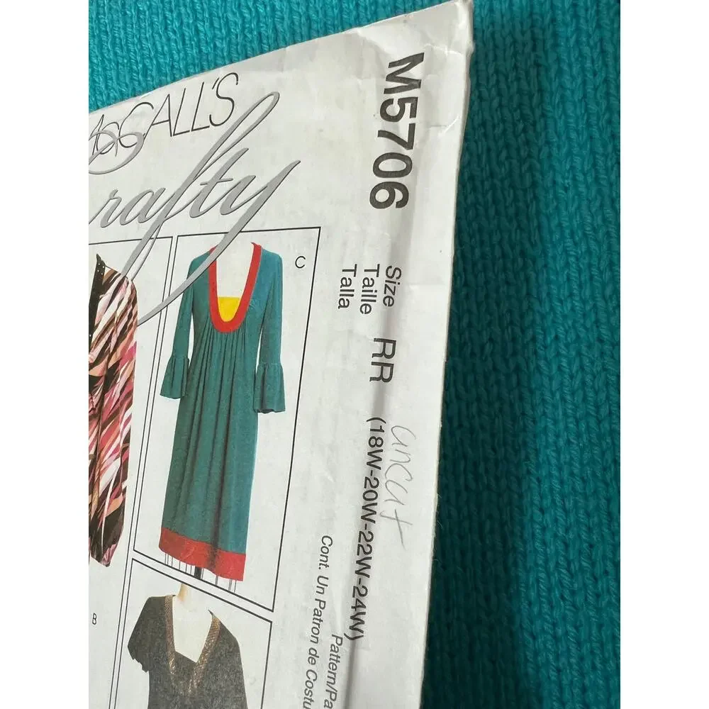 McCalls 5706 Sewing pattern A line dress y2k Size 18w 20w 22w 24w